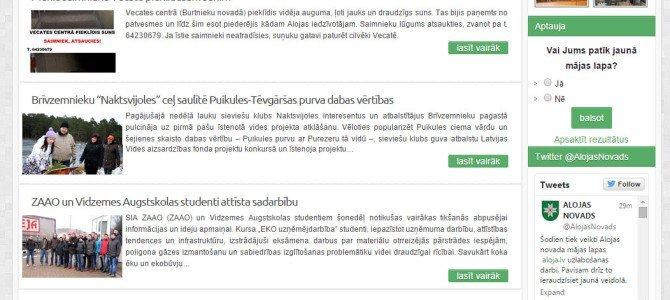 Sveicināti Alojas novada jaunajā mājas lapā! Sveicināti Alojas novada jaunajā mājas lapā!
