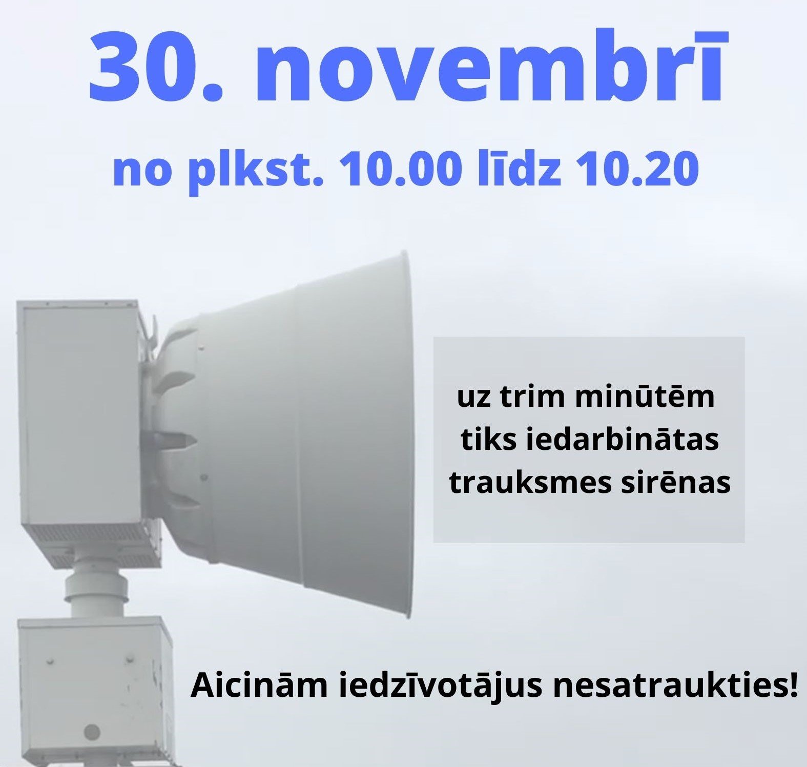 VUGD 30.novembrī veiks trauksmes sirēnu pārbaudi