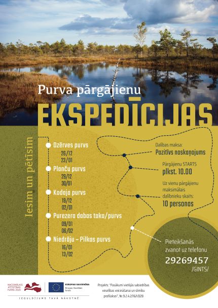 No 19. decembra līdz 13. februārim dodies BEZMAKSAS Purva pārgājienu ekspedīcijās